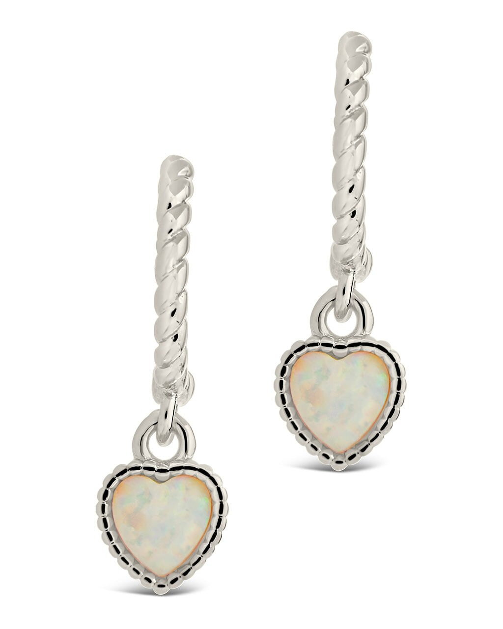 Meredith Braided Opal Heart Drop Hoop Earrings - Sterling Forever