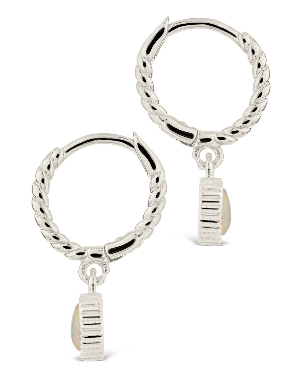 Meredith Braided Opal Heart Drop Hoop Earrings - Sterling Forever