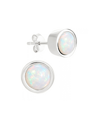 Sterling Silver Helene Opal Bezel Stud Earrings