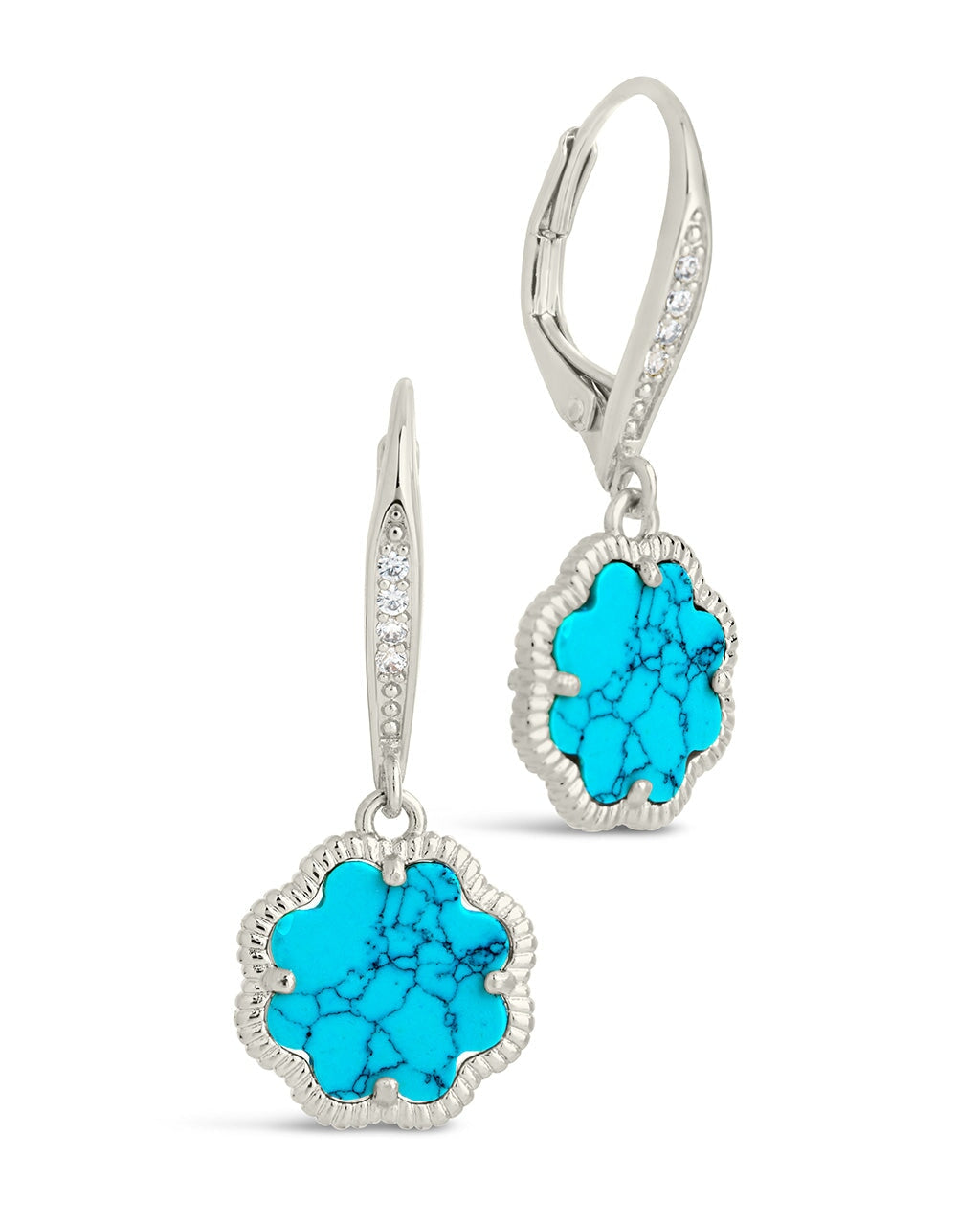 Rose Petal Short Drop Earrings Earring Sterling Forever Silver Turquoise 