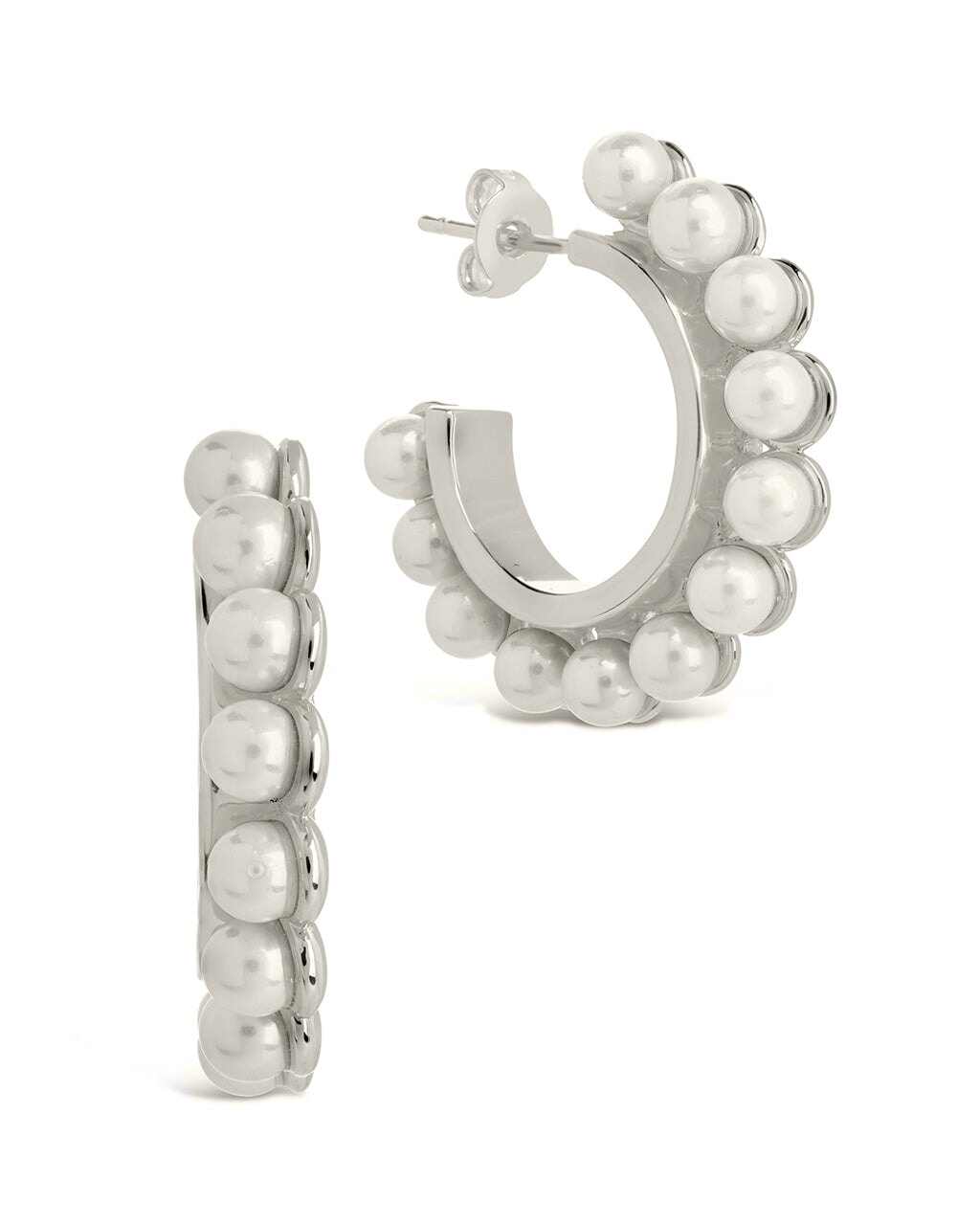 Pearl Bubble Hoops Earring Sterling Forever Silver 