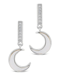 Valeria CZ & Moonstone Crescent Drop Stud Earrings - Sterling Forever