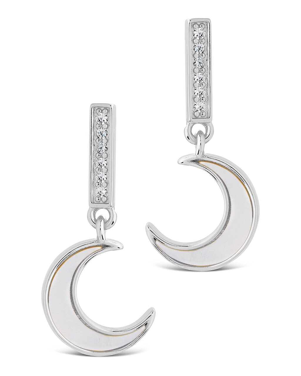 Valeria CZ & Moonstone Crescent Drop Stud Earrings - Sterling Forever