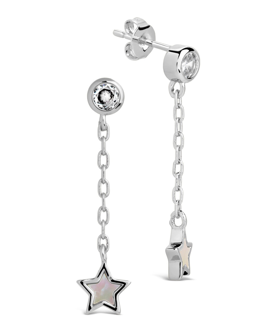手数料安い Deja Sterling – Earrings Stud Drop Star Pearl of Mother & CZ その他