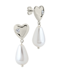Josephine CZ Heart & Pearl Drop Earrings