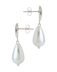 Josephine CZ Heart & Pearl Drop Earrings