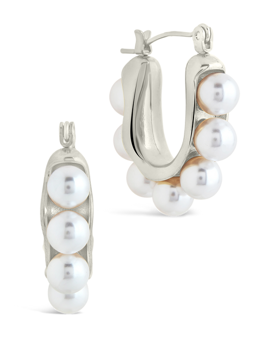 River Chunky Pearl Hoop Earrings