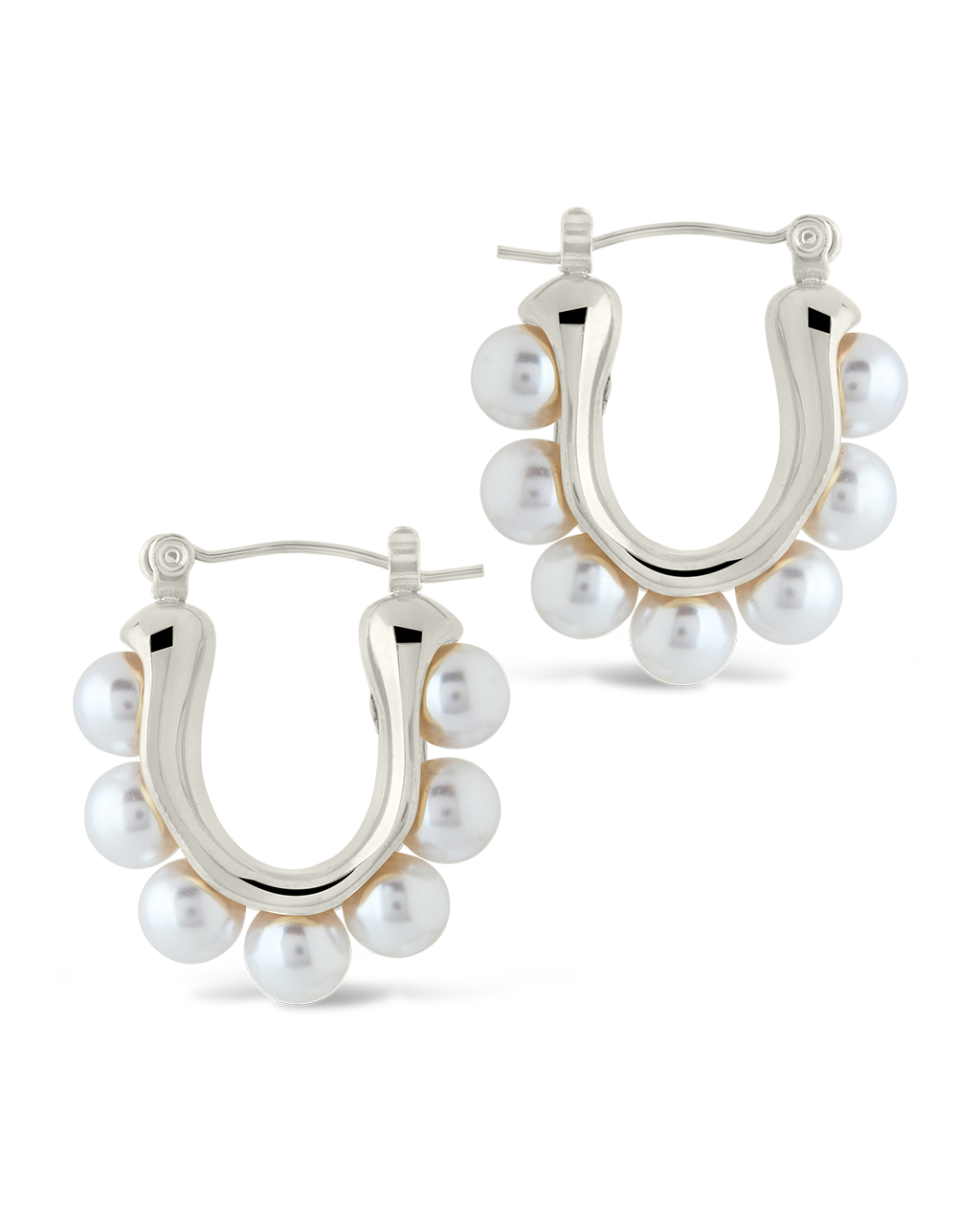 River Chunky Pearl Hoop Earrings