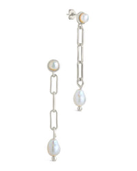 Fayelynn Pearl & Chain Drop Stud Earrings - Sterling Forever