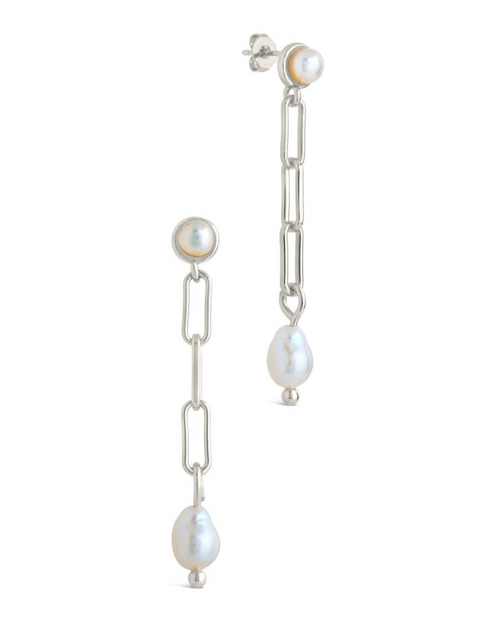 Fayelynn Pearl & Chain Drop Stud Earrings - Sterling Forever