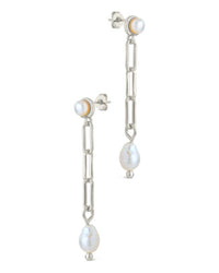 Fayelynn Pearl & Chain Drop Stud Earrings - Sterling Forever