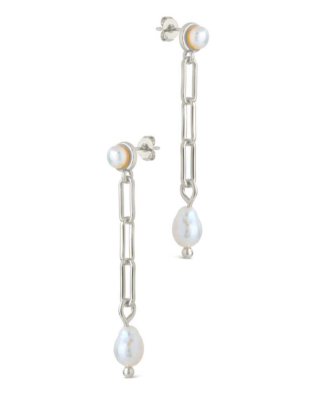 Fayelynn Pearl & Chain Drop Stud Earrings - Sterling Forever