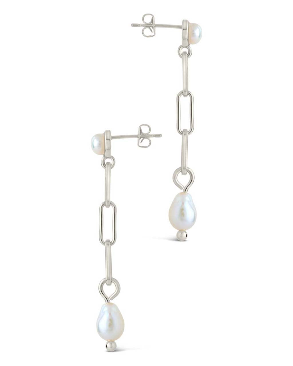 Fayelynn Pearl & Chain Drop Stud Earrings