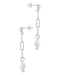 Fayelynn Pearl & Chain Drop Stud Earrings - Sterling Forever