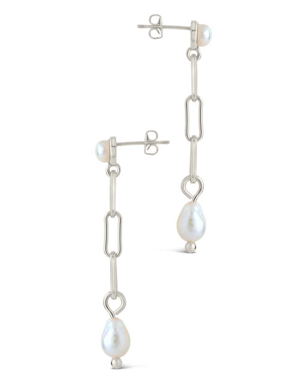 Fayelynn Pearl & Chain Drop Stud Earrings - Sterling Forever