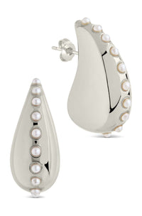 Raze Pearl Studded Drop Studs - Sterling Forever