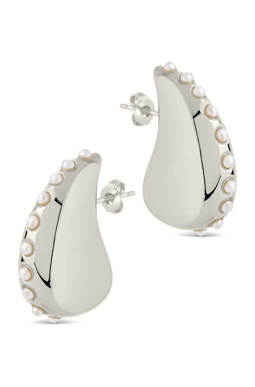 Raze Pearl Studded Drop Studs - Sterling Forever