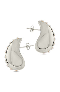 Raze Pearl Studded Drop Studs - Sterling Forever