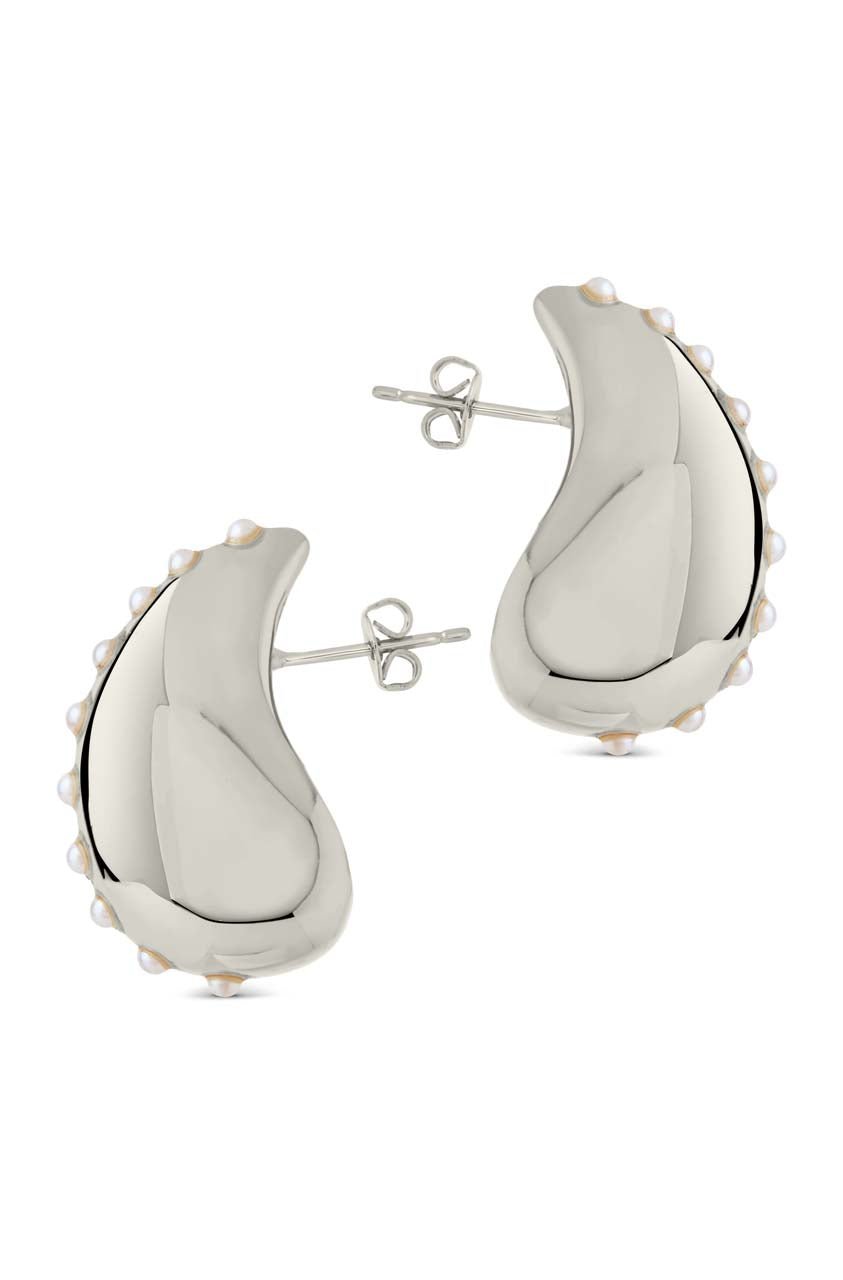 Raze Pearl Studded Drop Studs - Sterling Forever