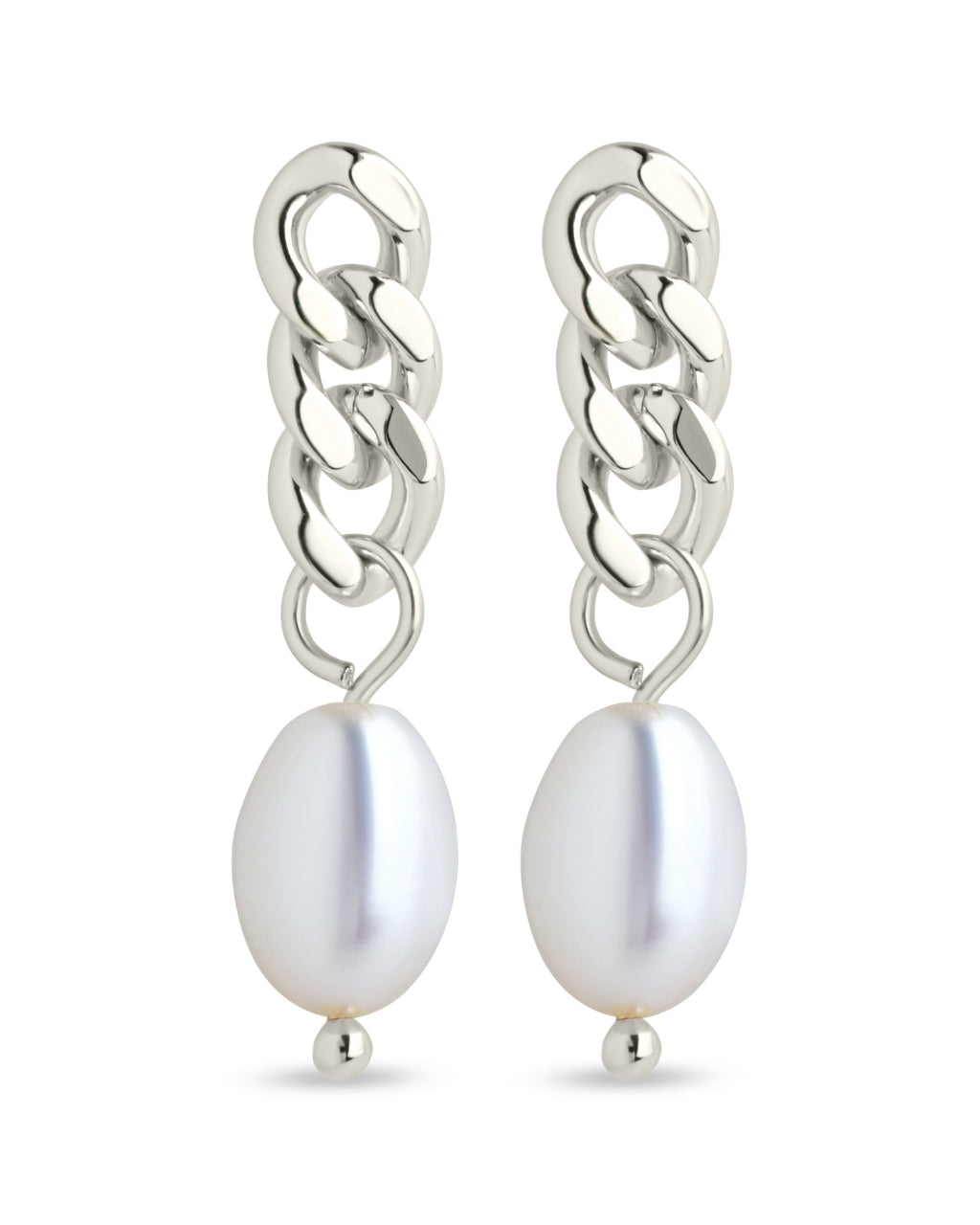 Hana Chain Drop Pearl Earrings