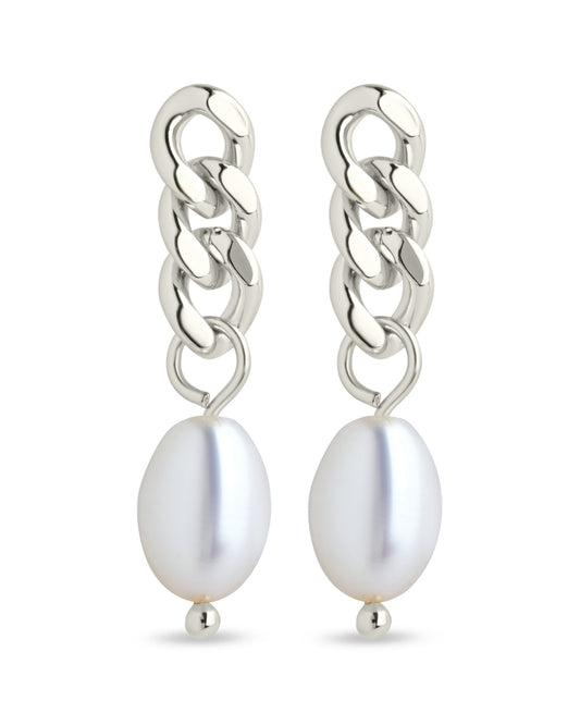 Hana Chain Drop Pearl Earrings
