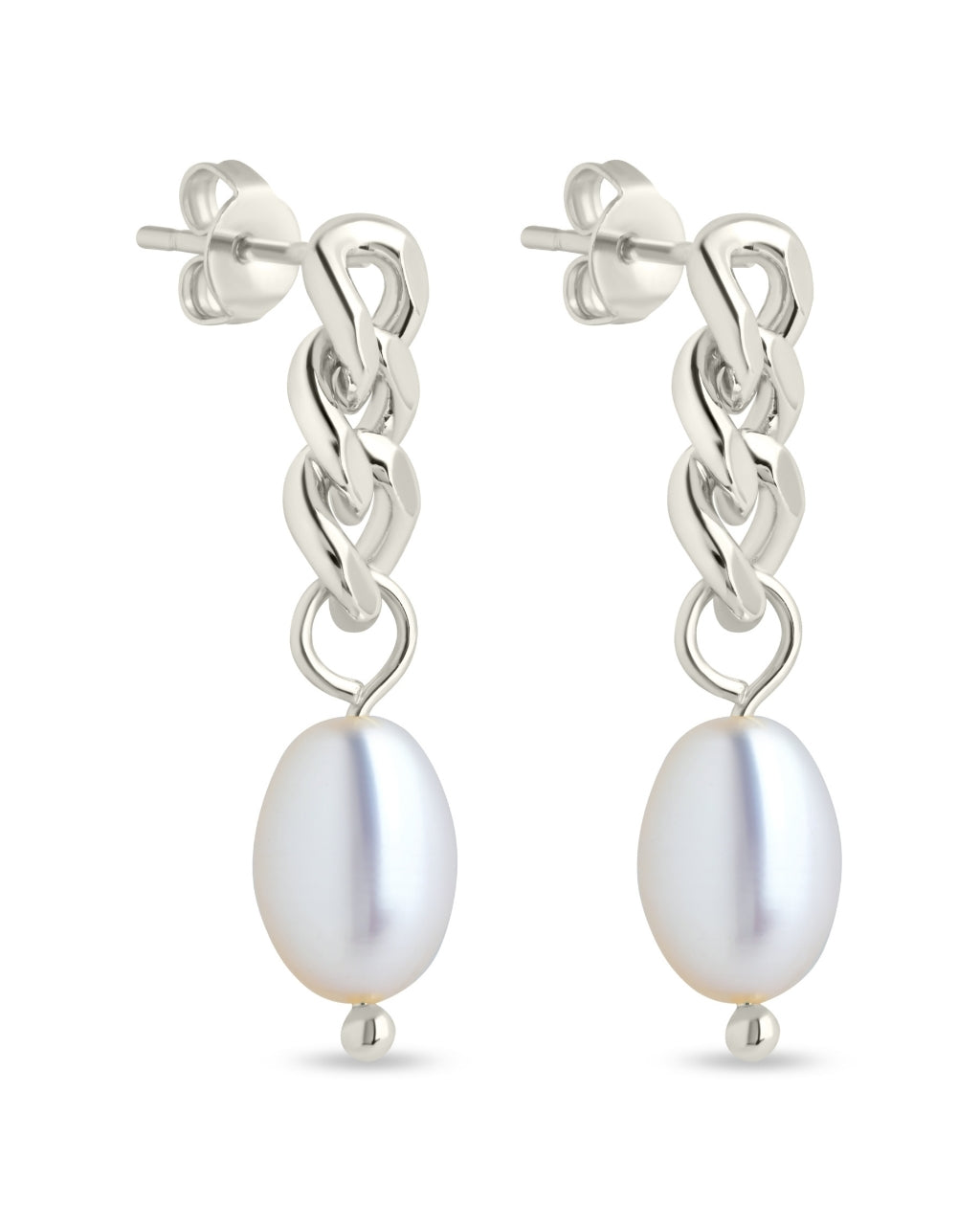Hana Chain Drop Pearl Earrings