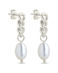 Hana Chain Drop Pearl Earrings - Sterling Forever