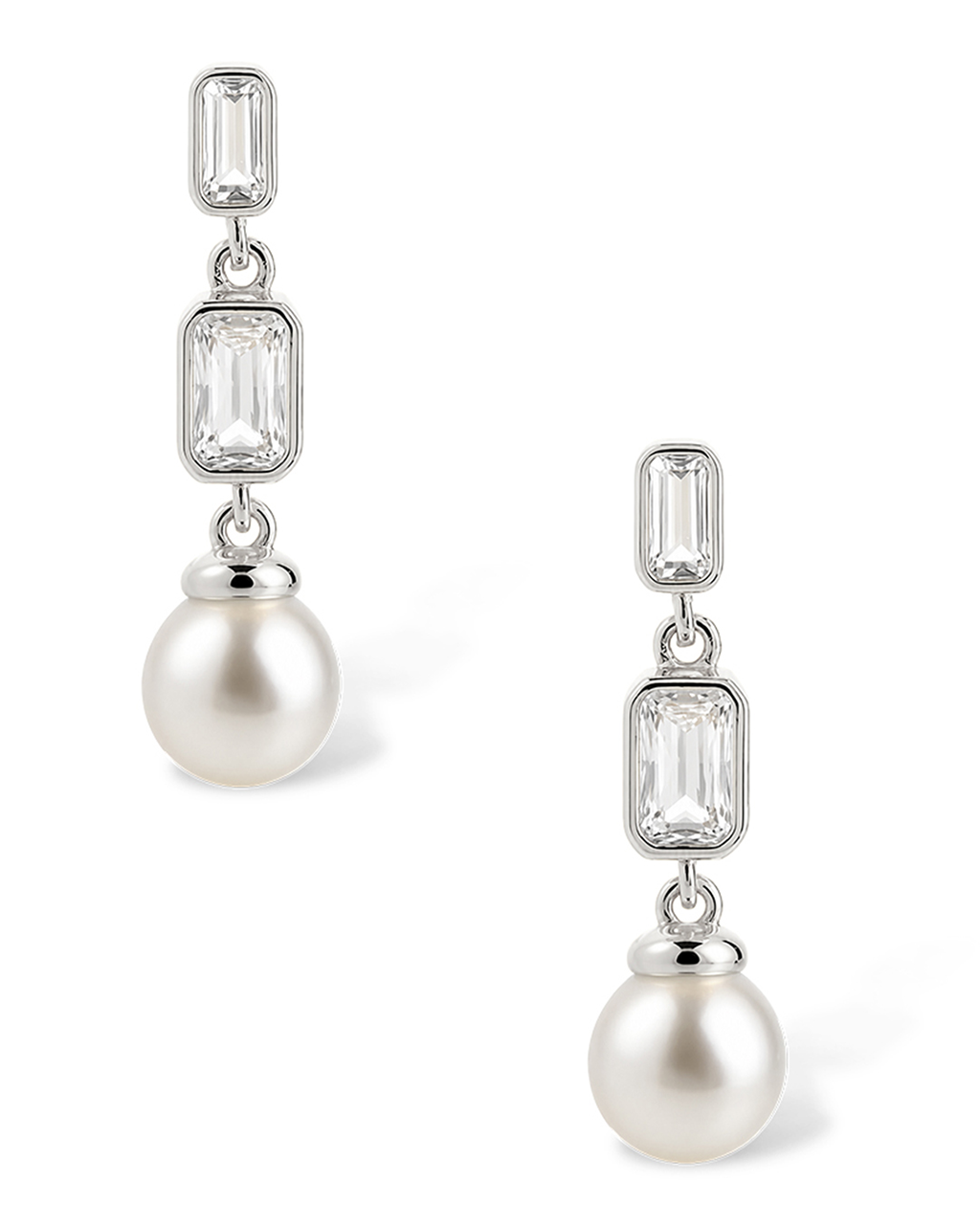 Hope Baguette Pearl Drop Earrings