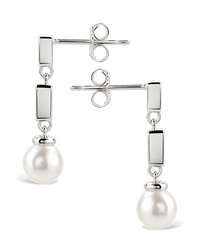 Hope Baguette Pearl Drop Earrings