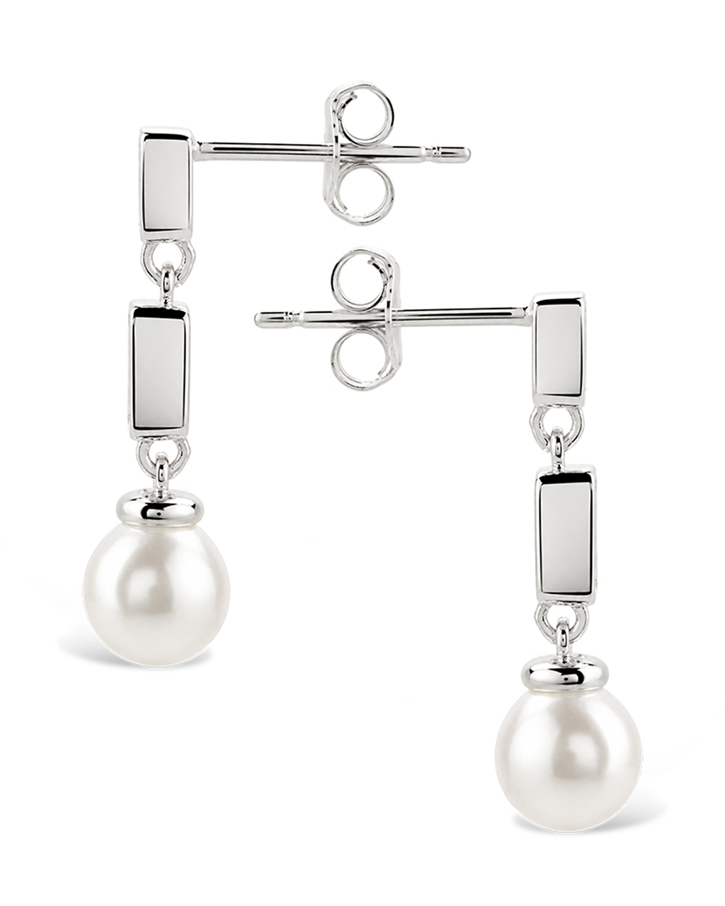 Hope Baguette Pearl Drop Earrings