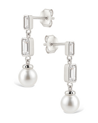Hope Baguette Pearl Drop Earrings