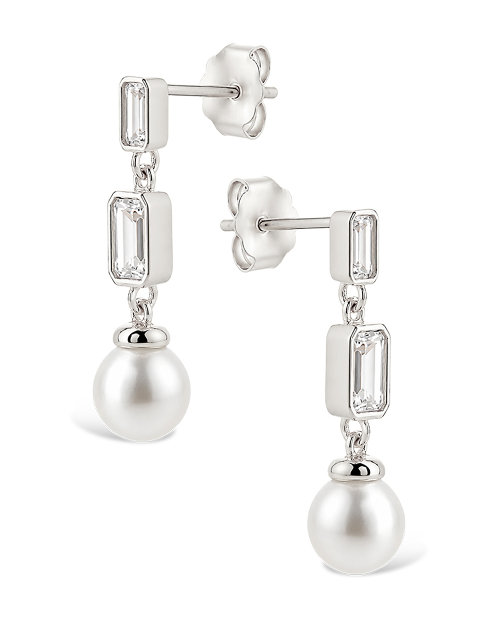 Hope Baguette Pearl Drop Earrings