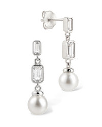 Hope Baguette Pearl Drop Earrings