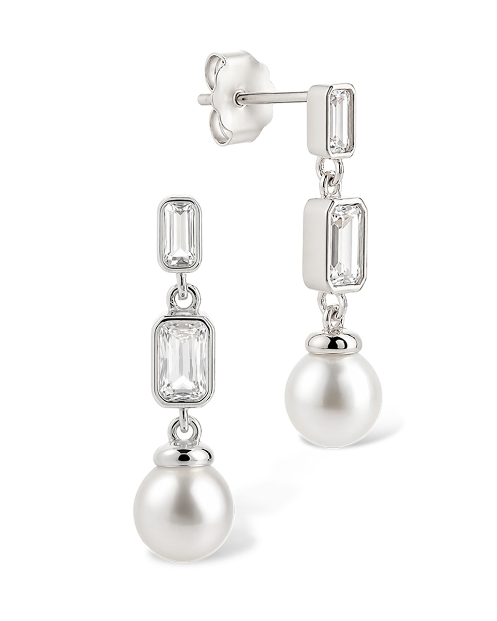 Hope Baguette Pearl Drop Earrings