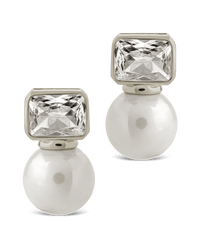 Hilda Pearl & Emerald Cut CZ Studs - Sterling Forever