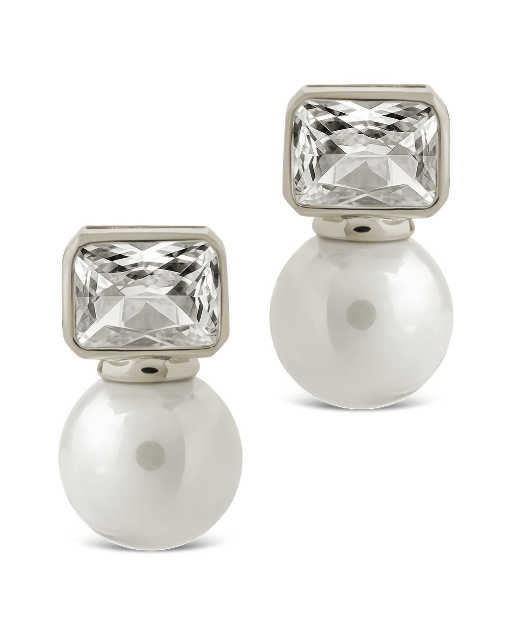 Hilda Pearl & Emerald Cut CZ Studs - Sterling Forever