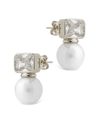 Hilda Pearl & Emerald Cut CZ Studs - Sterling Forever