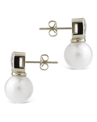 Hilda Pearl & Emerald Cut CZ Studs - Sterling Forever