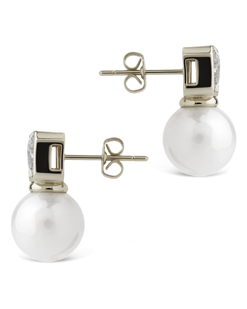 Hilda Pearl & Emerald Cut CZ Studs - Sterling Forever