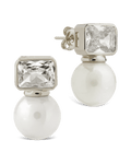Hilda Pearl & Emerald Cut CZ Studs - Sterling Forever
