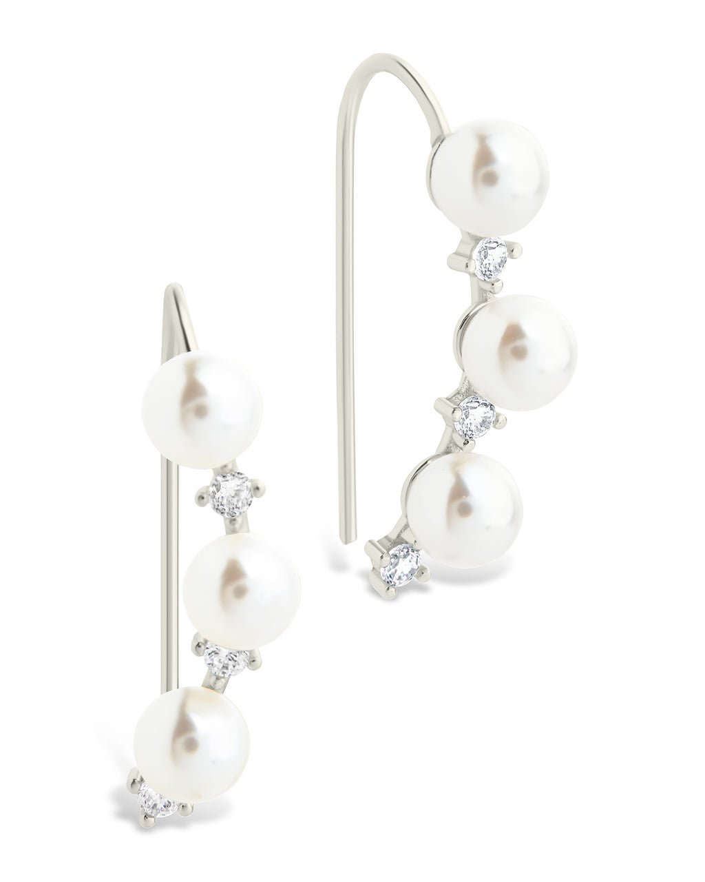Sterling Silver Siena CZ & Pearl Threader Earrings - Sterling Forever