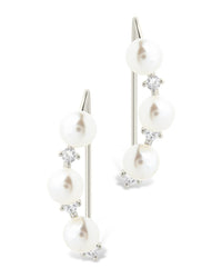 Sterling Silver Siena CZ & Pearl Threader Earrings - Sterling Forever