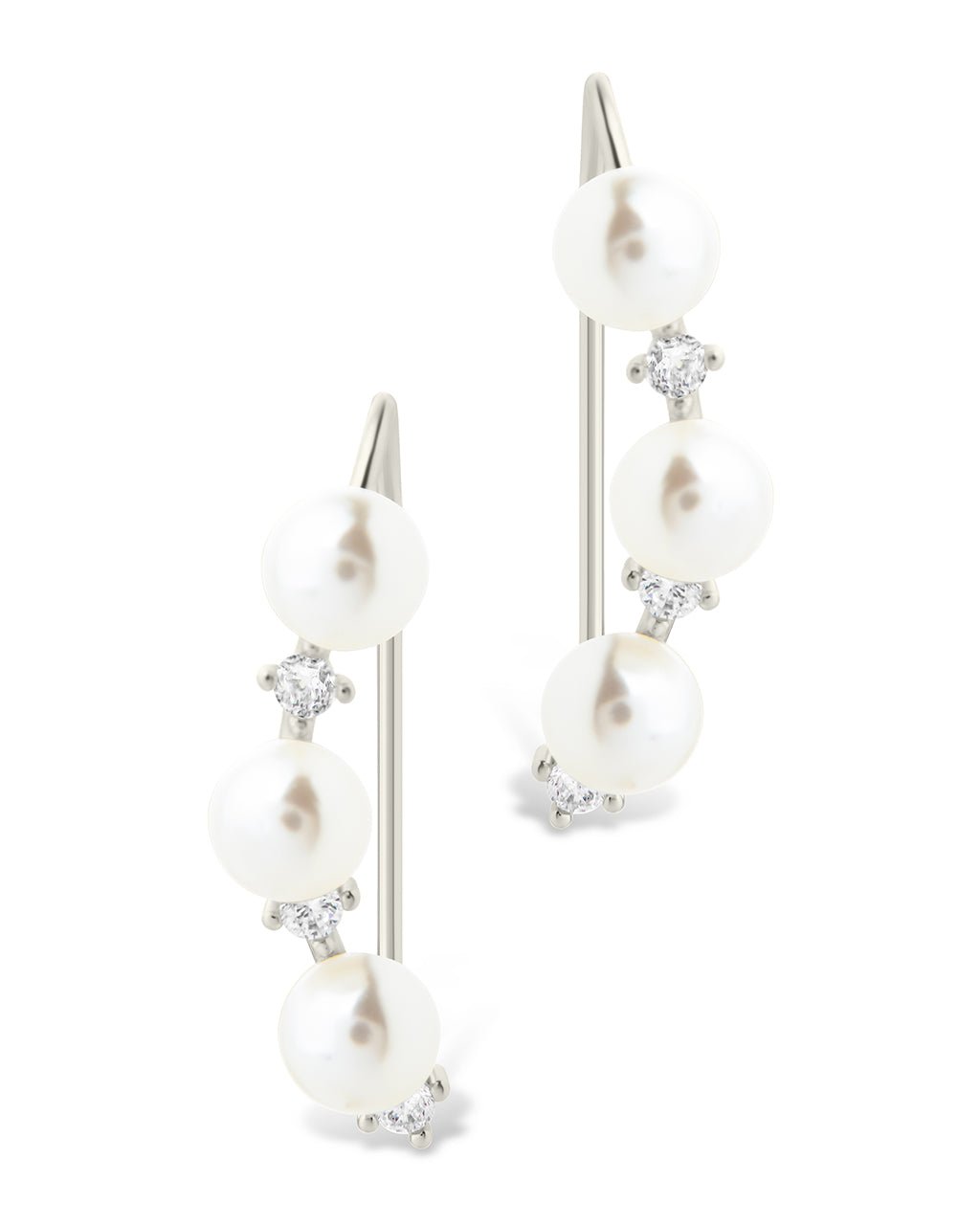 Sterling Silver Siena CZ & Pearl Threader Earrings - Sterling Forever