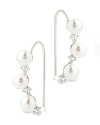 Sterling Silver Siena CZ & Pearl Threader Earrings - Sterling Forever