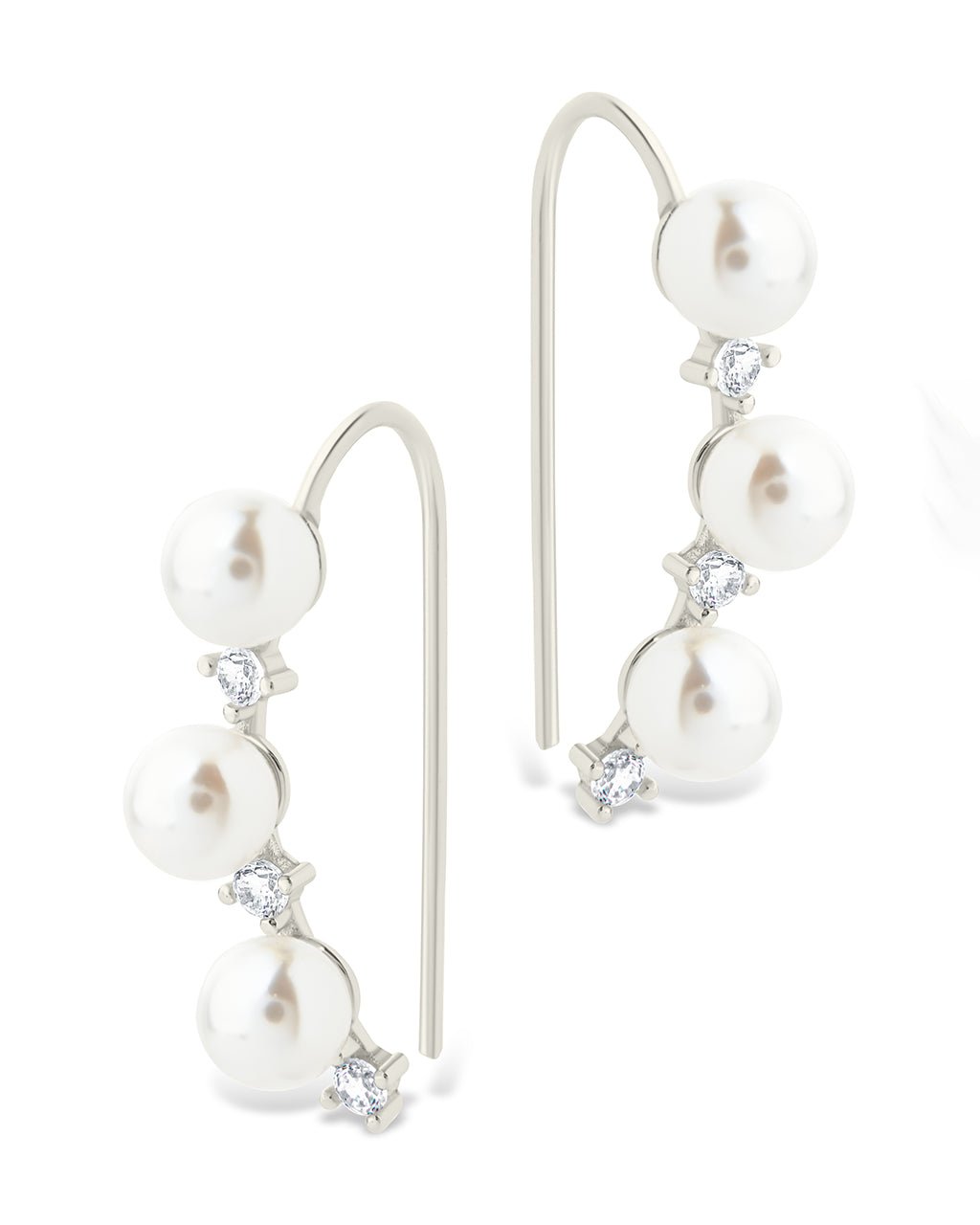 Sterling Silver Siena CZ & Pearl Threader Earrings - Sterling Forever