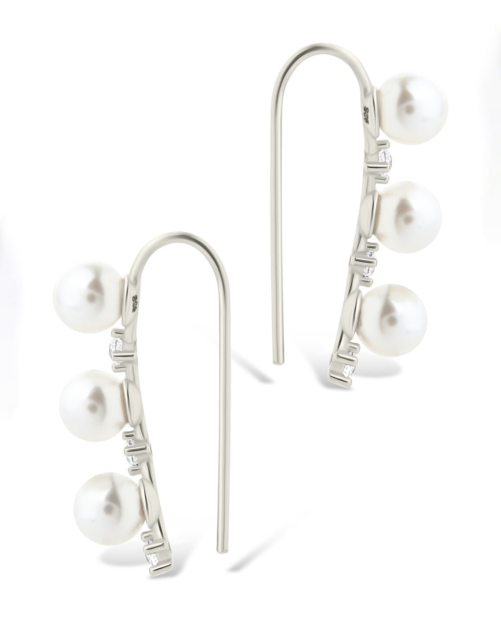 Sterling Silver Siena CZ & Pearl Threader Earrings - Sterling Forever