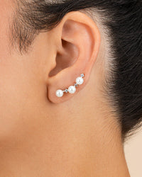 Sterling Silver Siena CZ & Pearl Threader Earrings - Sterling Forever