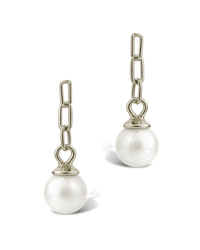 Sterling Silver Kaitlyn Pearl Link Drop Earrings