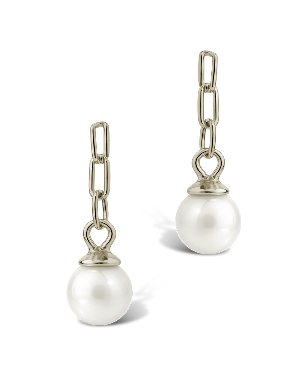 Sterling Silver Kaitlyn Pearl Link Drop Earrings