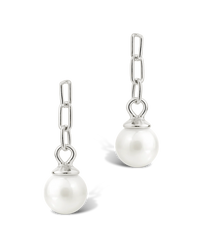 Sterling Silver Kaitlyn Pearl Link Drop Earrings